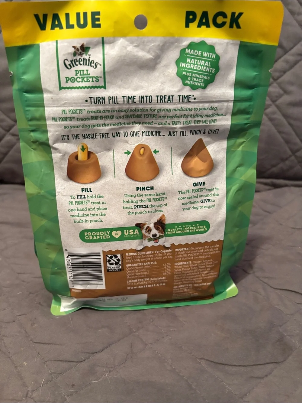 Pill Pockets Peanut Butter Flavor Soft Treats — Green/Brown